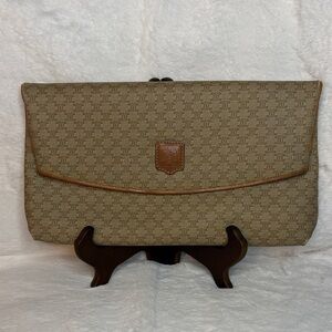 Celine Authentic Macadam Canvas Fold Over Clutch Bag - Vintage